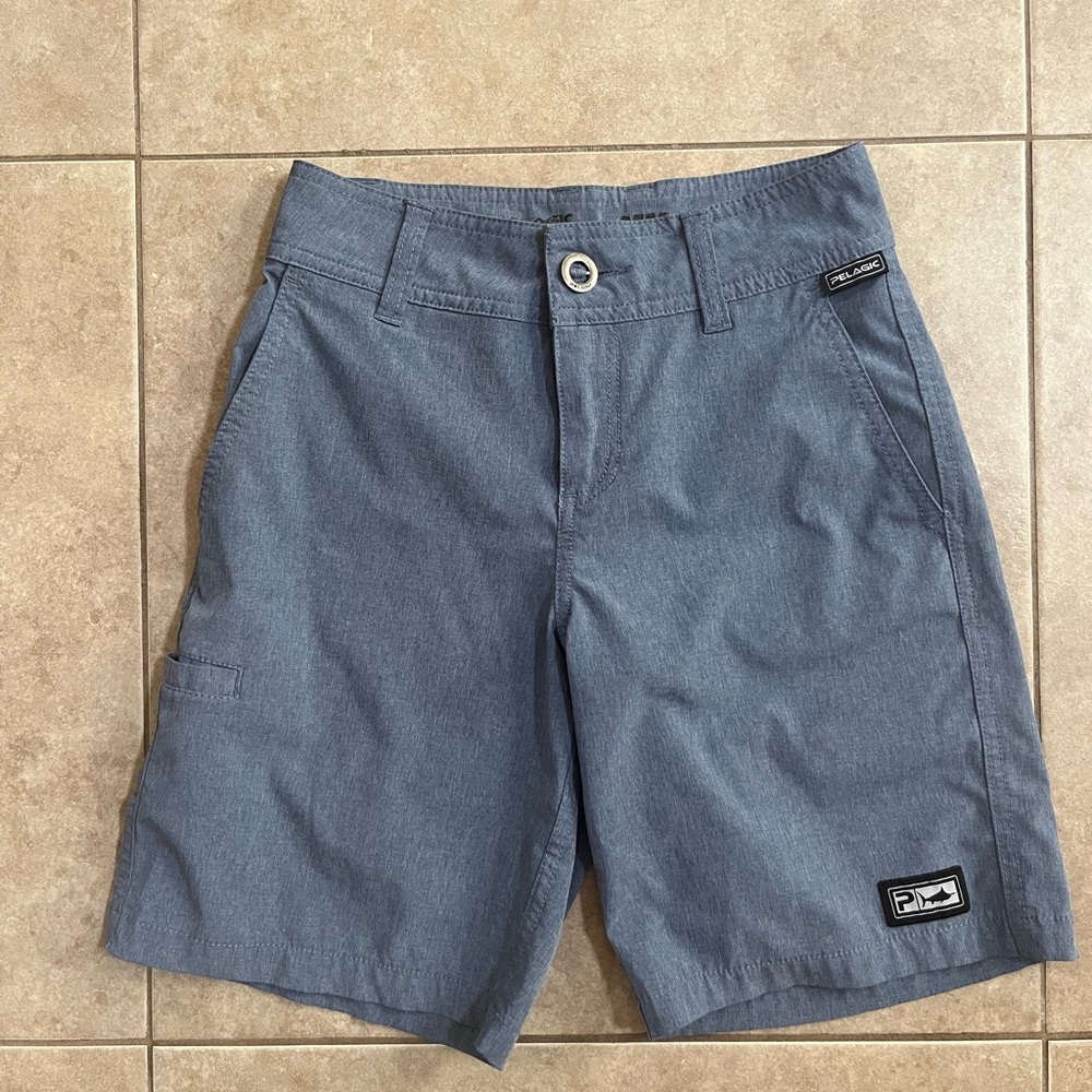 Pelagic Youth Blue Deep Sea Solid Swim Board Shorts Size 23
